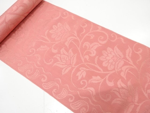 アンティーク　花唐草模様織り出し　八寸帯地反物